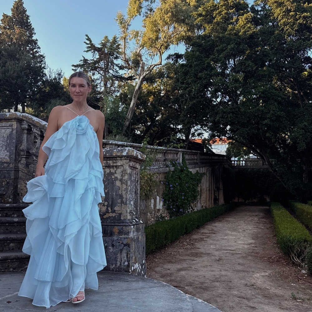 Aje Pandorea Layered Maxi Dress Silver Blue US 4 - Picture 2 of 3